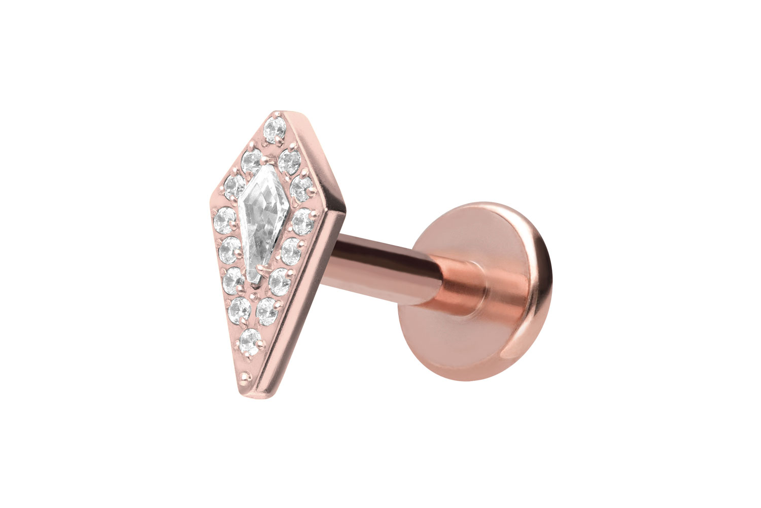 Titan Labret Piercing mit Push Fit KRISTALLSCHILD